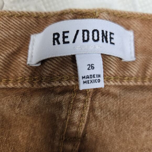 Re/Done Jeans Womens 26 70's Ultra High Rise Stovepipe Washed Terracotta Brown - Picture 7 of 13